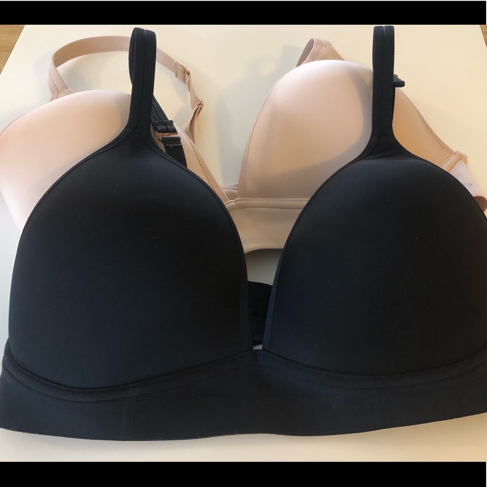Aerie Real Me full coverage lot of 2 bras black/nude